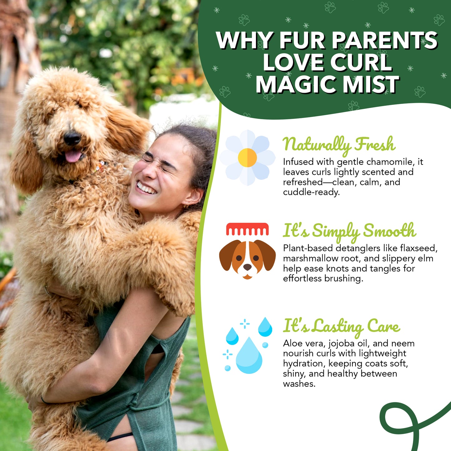 Chamomile Scent Curl Refresher/Detangling Spray for Goldendoodles – Best | CurlyWags