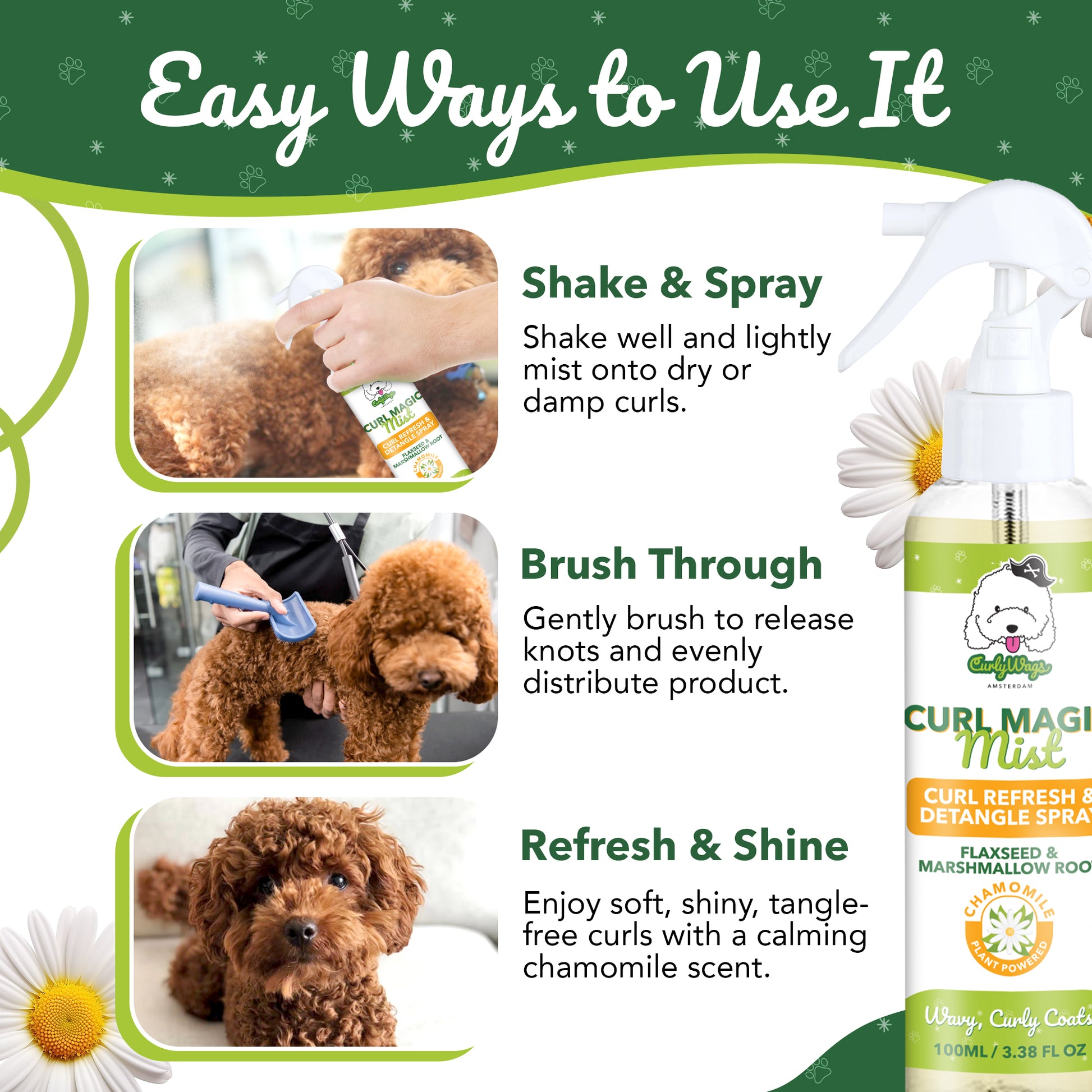 Chamomile Scent Curl Refresher/Detangling Spray for Goldendoodles – Best  | CurlyWags
