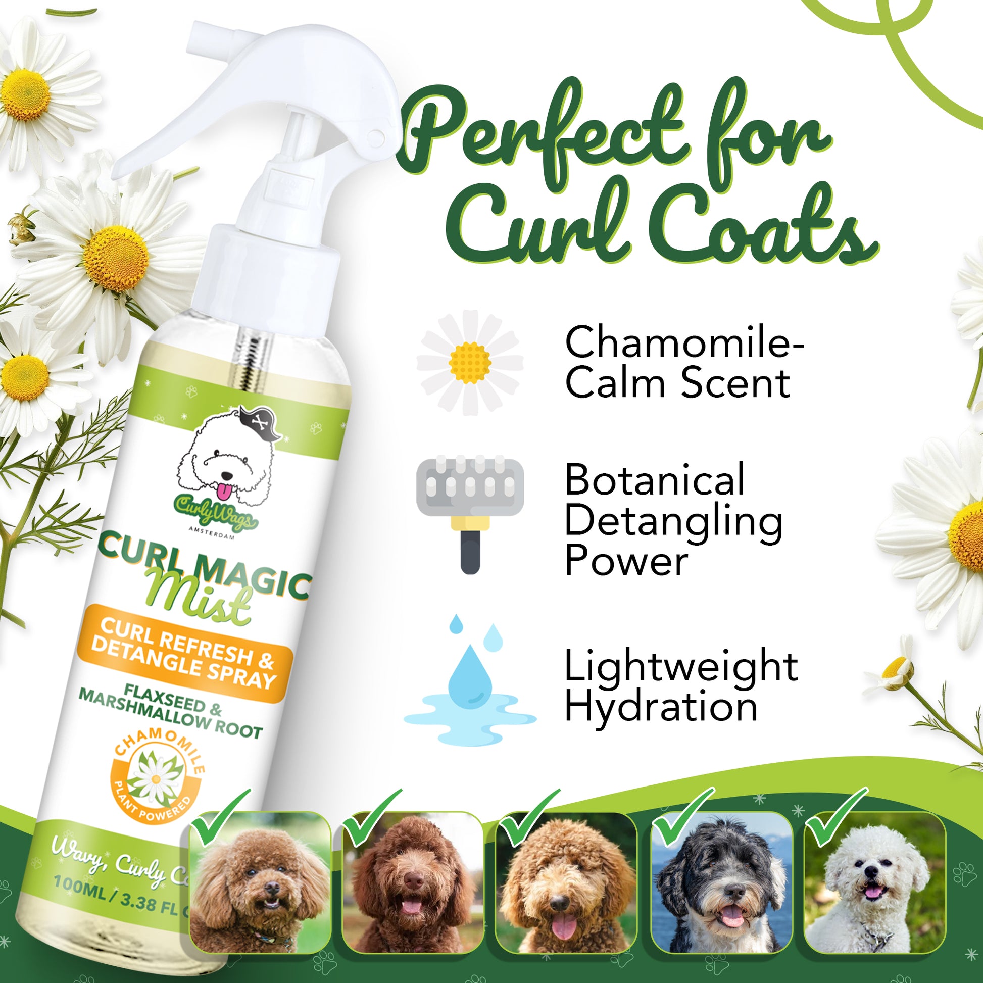 Chamomile Scent Curl Refresher/Detangling Spray for Goldendoodles – Best  | CurlyWags